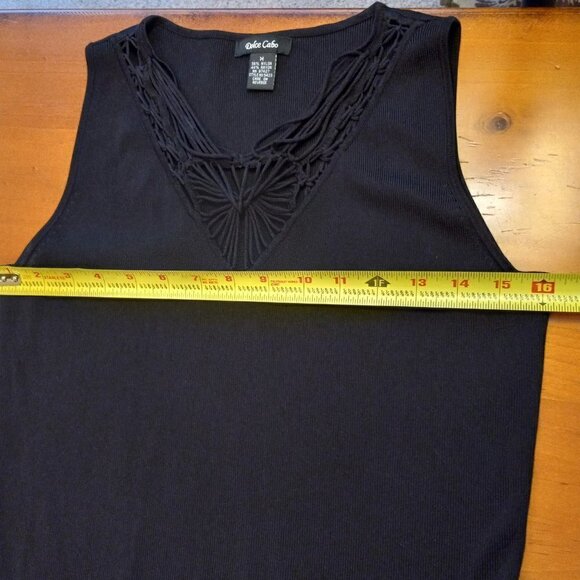 Dolce Cabo  Black Knit V neck Top  with SexyTwisted Cord Detail - Picture 9 of 9
